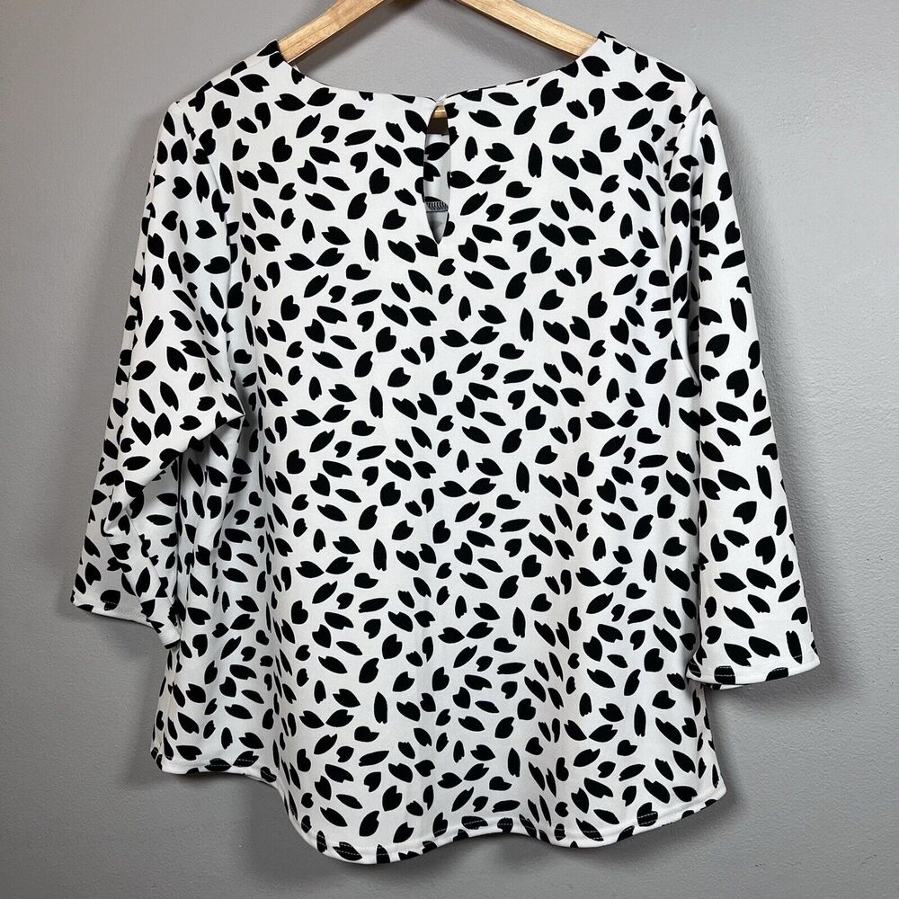 MELLODAY Blouse Women's Size 1X White & Black Office Professional Career - Picture 2 of 7